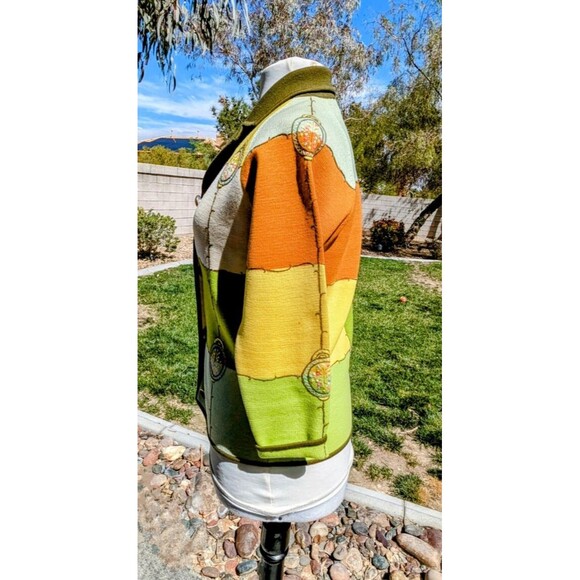 VTG Mod 1960s Squares Button-Down Cardigan Sweater Petite Sz10 Med Jacket EUC - Picture 3 of 7